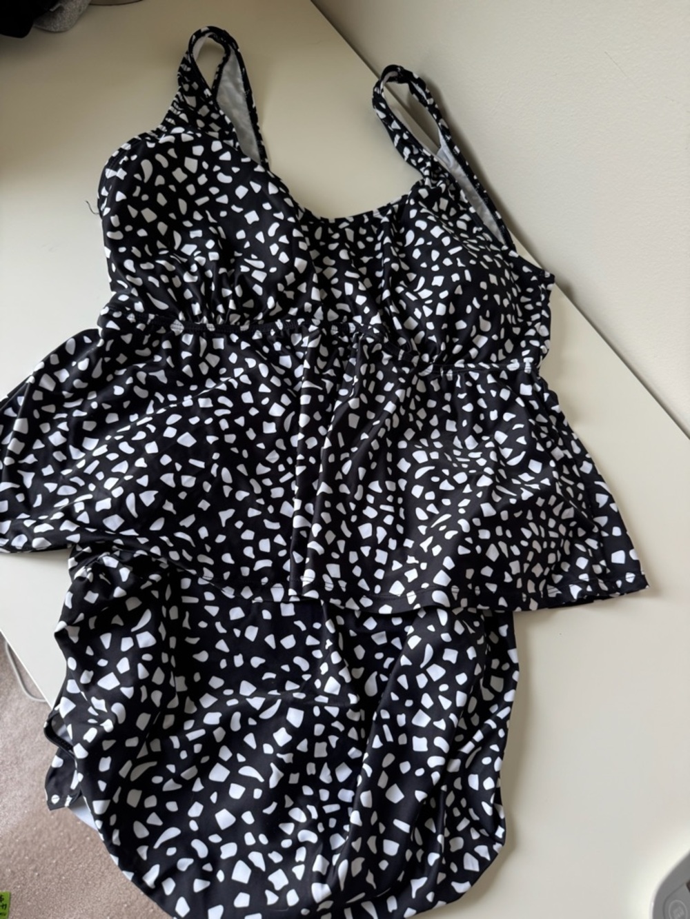 long tall sally Black & White over the bump tankini 2 piece swimsuit maternity